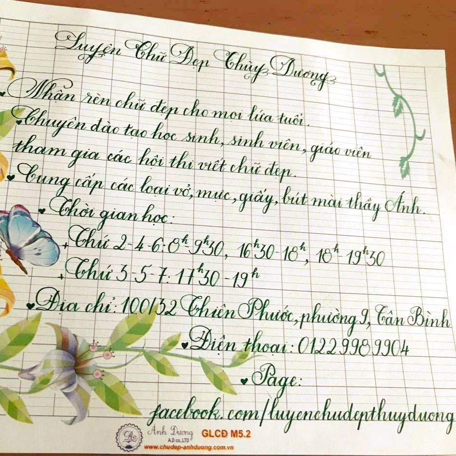 Lớp Luyện chữ đẹp Thùy Dương - Cơ sở 1