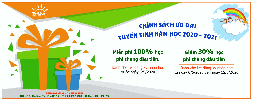 ƯU ĐÃI LỚN-Giảm ngay 30%-100% học phí cho trẻ đăng kí nhập học