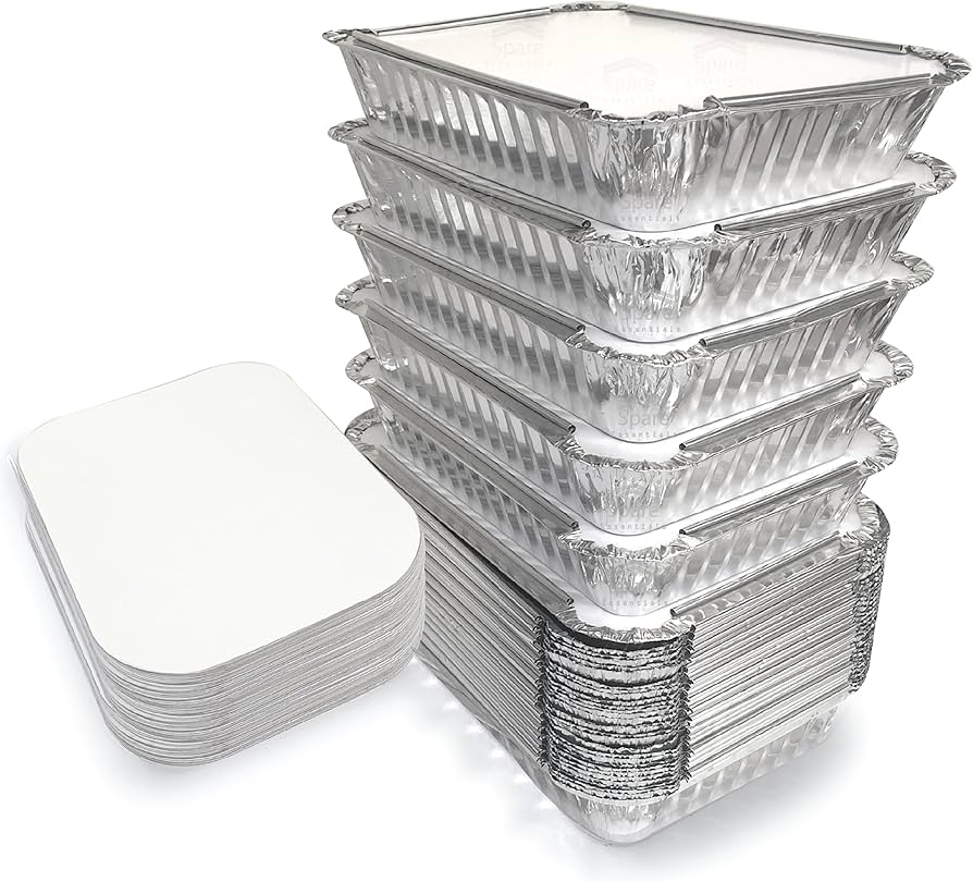 Aluminum foil containers with press-on foil lid