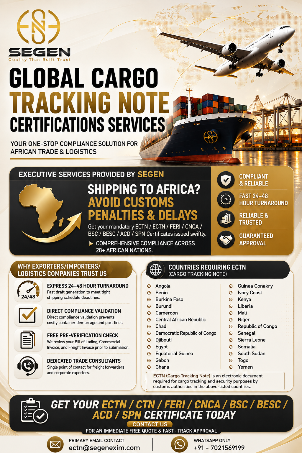 CARGO TRACKING NOTE CERTIFICATIONS SERVICES