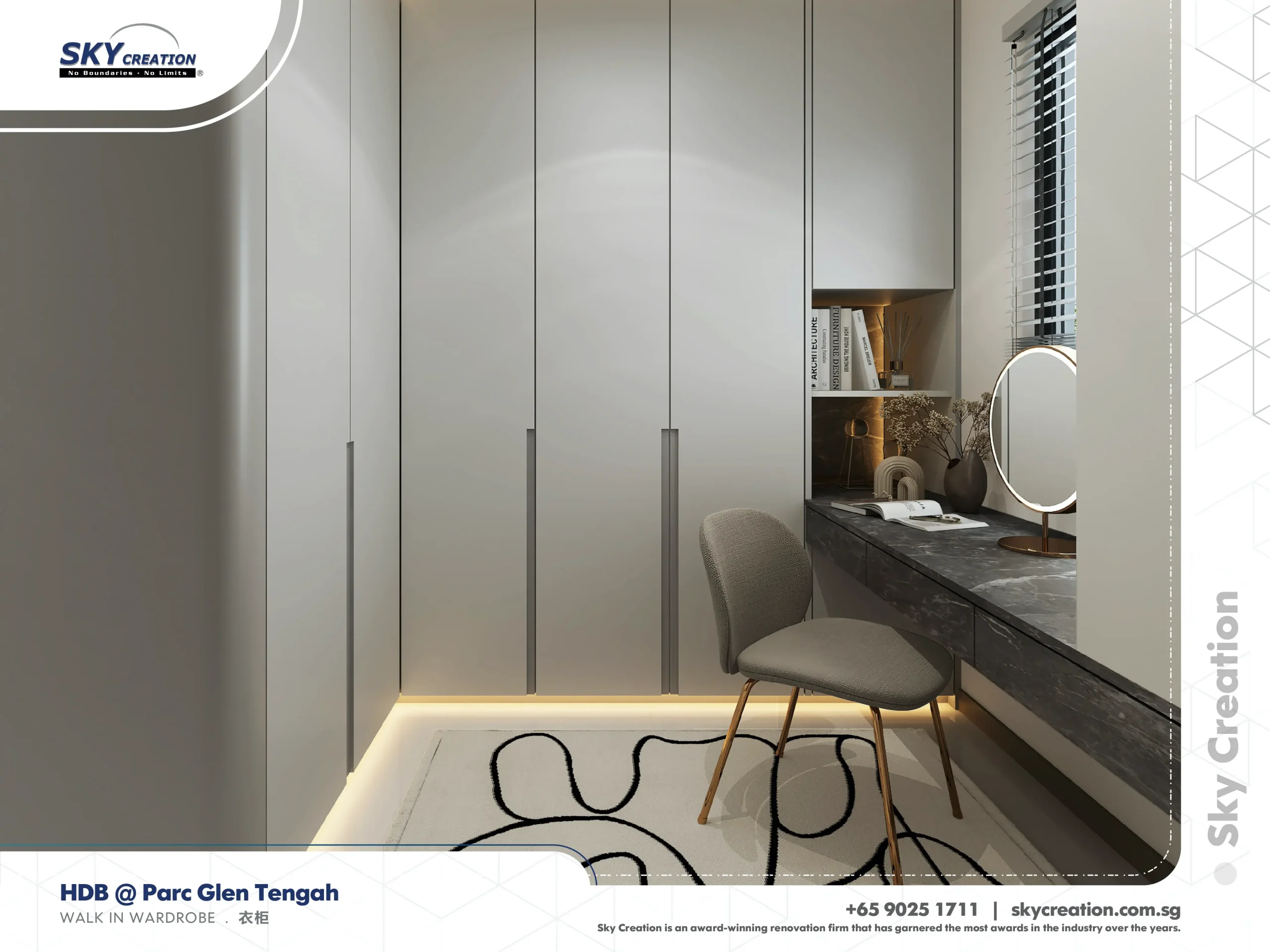HDB Parc Glen Tengah Modern Luxury wardrobe and built-in carpentry proof by Sky Creation