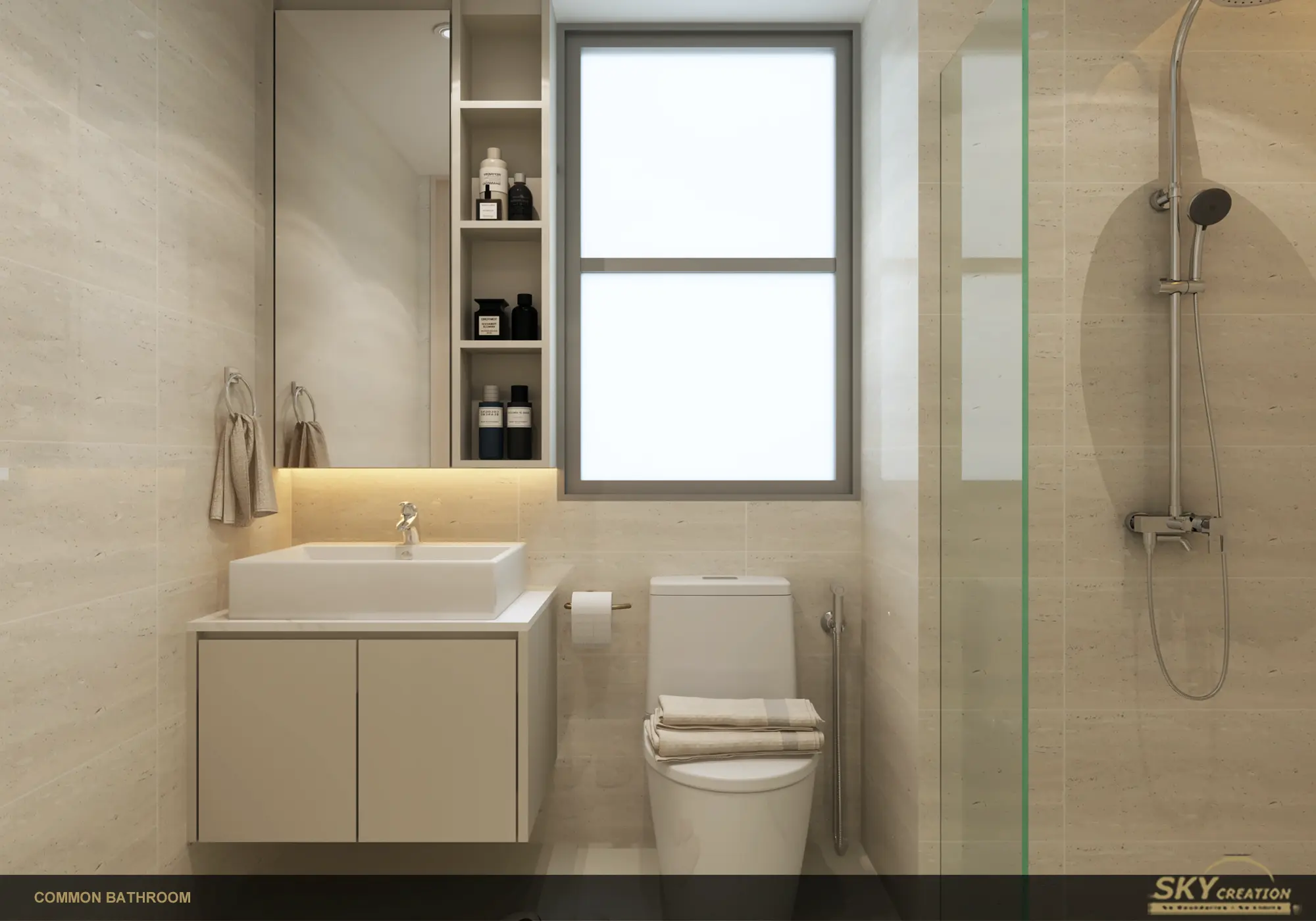Sea Esta common bathroom with a clean modern layout