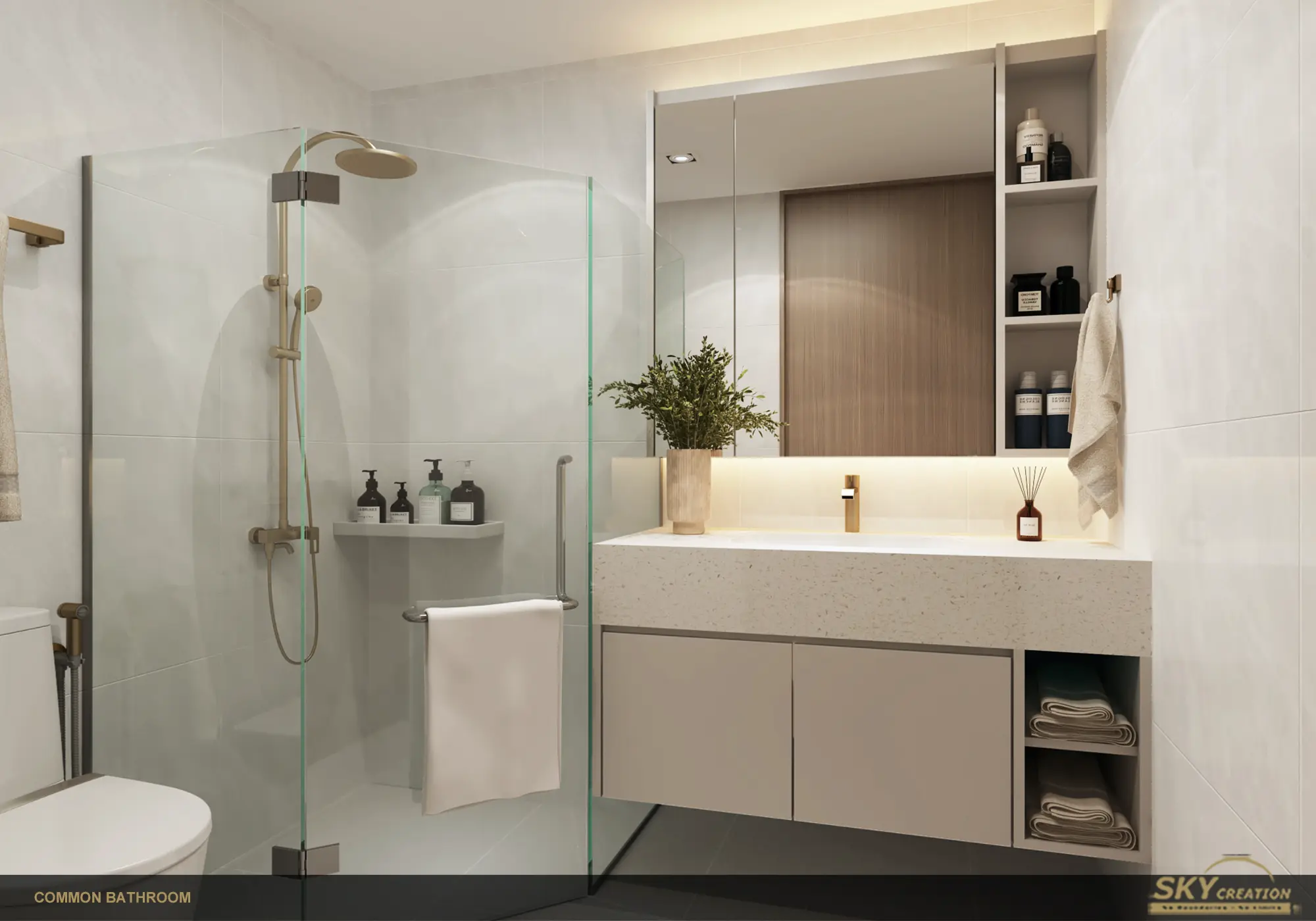 Condo Summer Villas Modern Luxury bathroom proof by Sky Creation