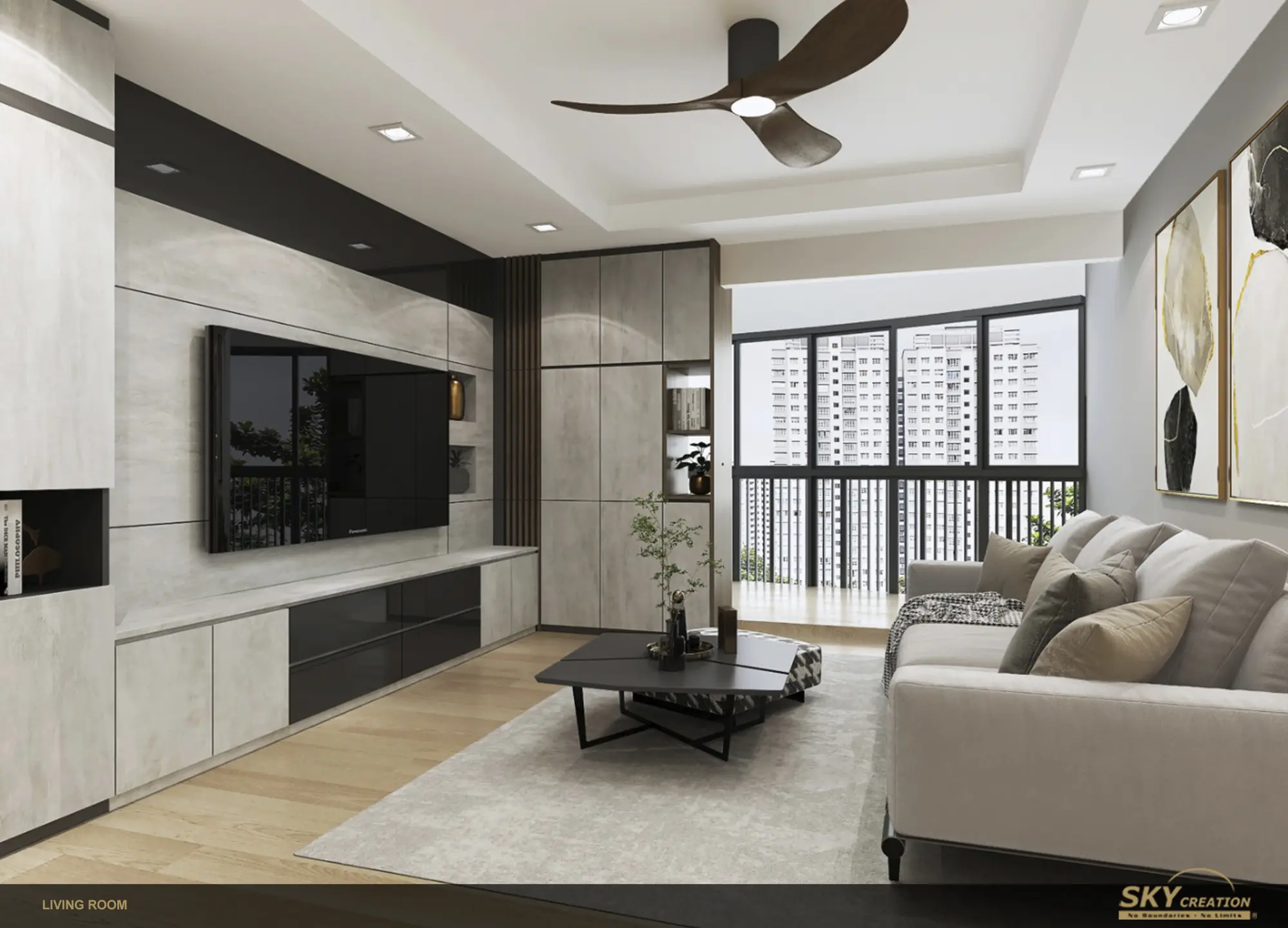 HDB Jurong West 2 industrial interior design project by Sky Creation