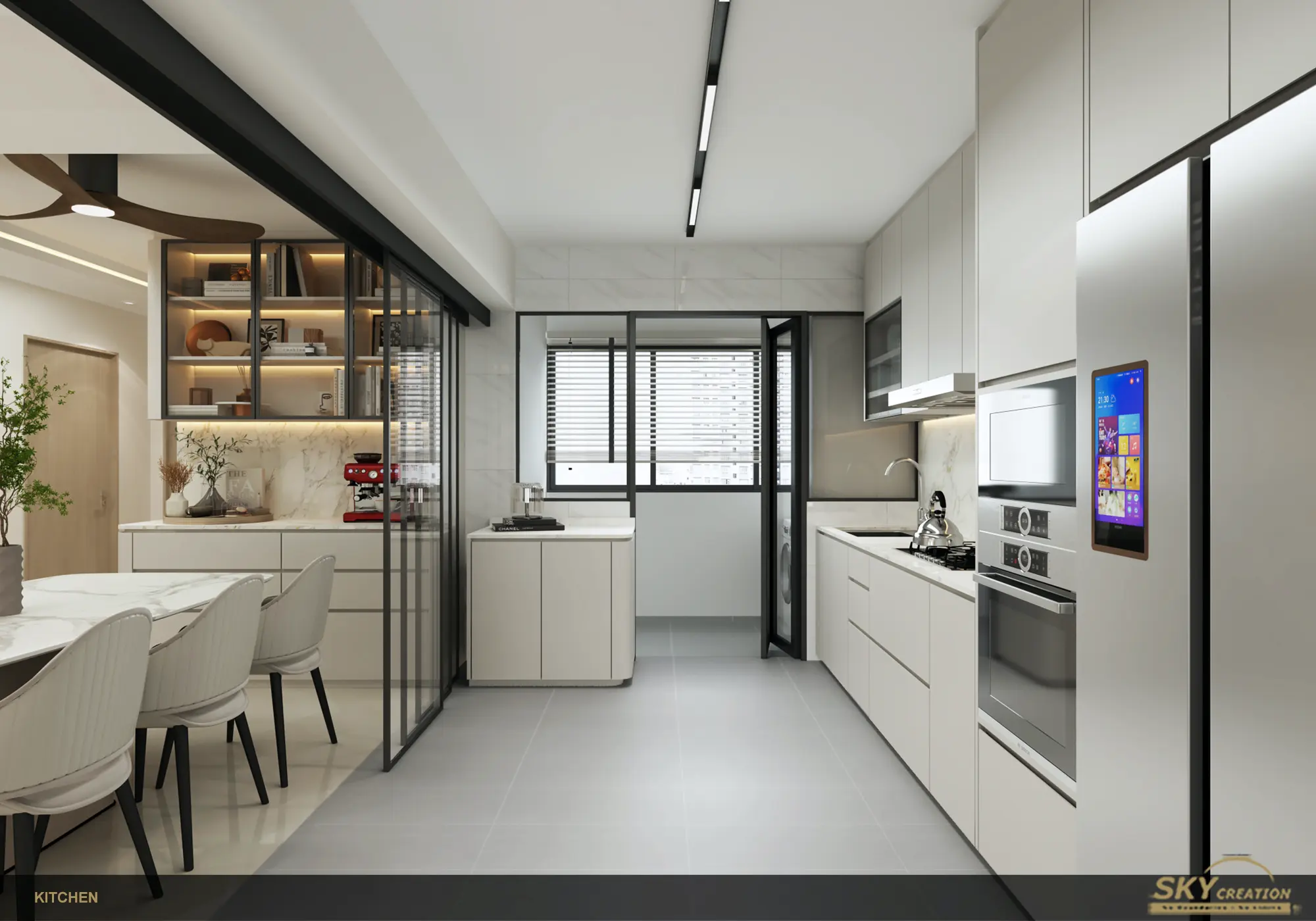 HDB Northshore Drive Modern Luxury kitchen and dining project by Sky Creation