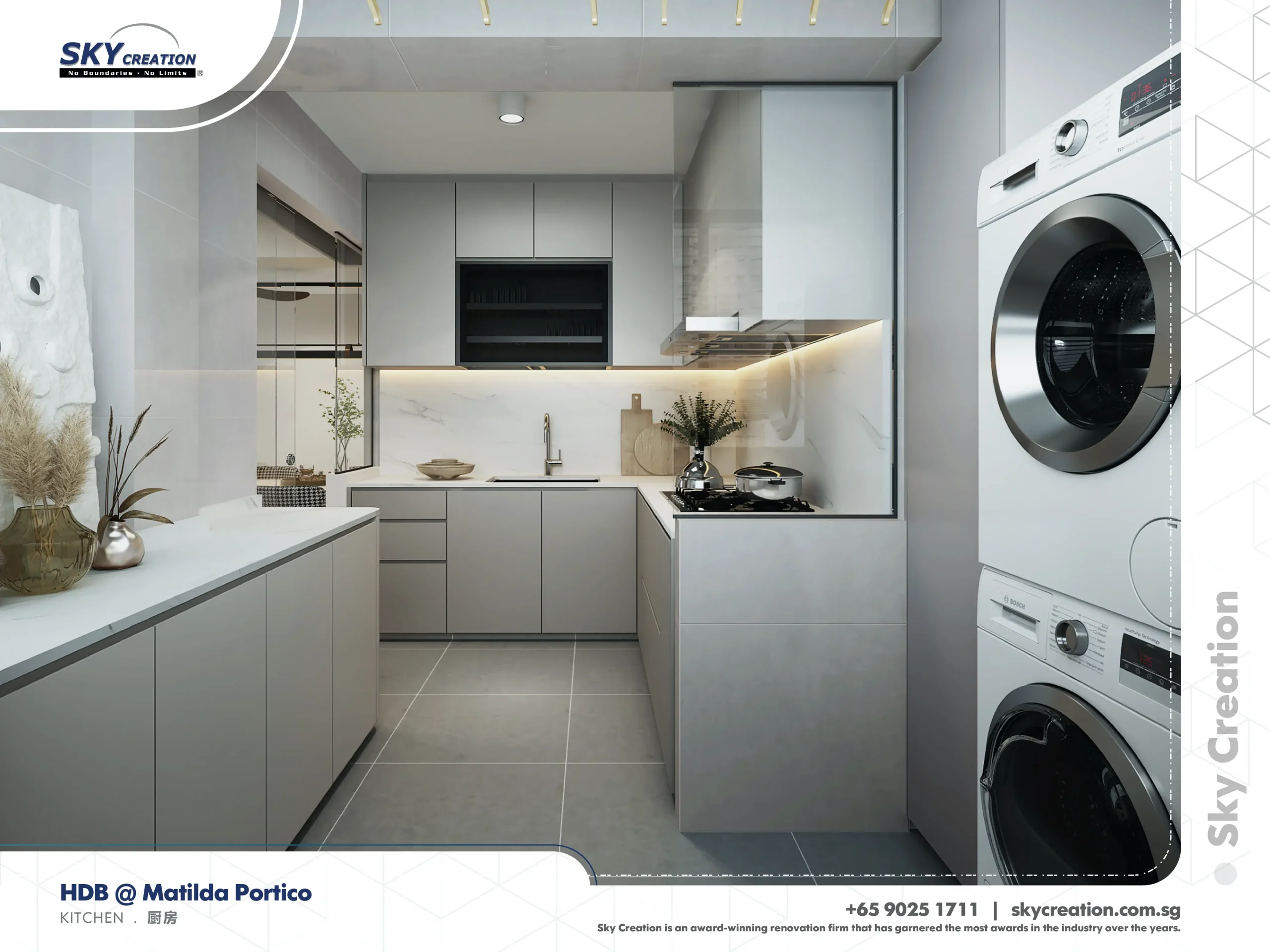 Kitchen detail frame emphasizing cabinetry and storage logic
