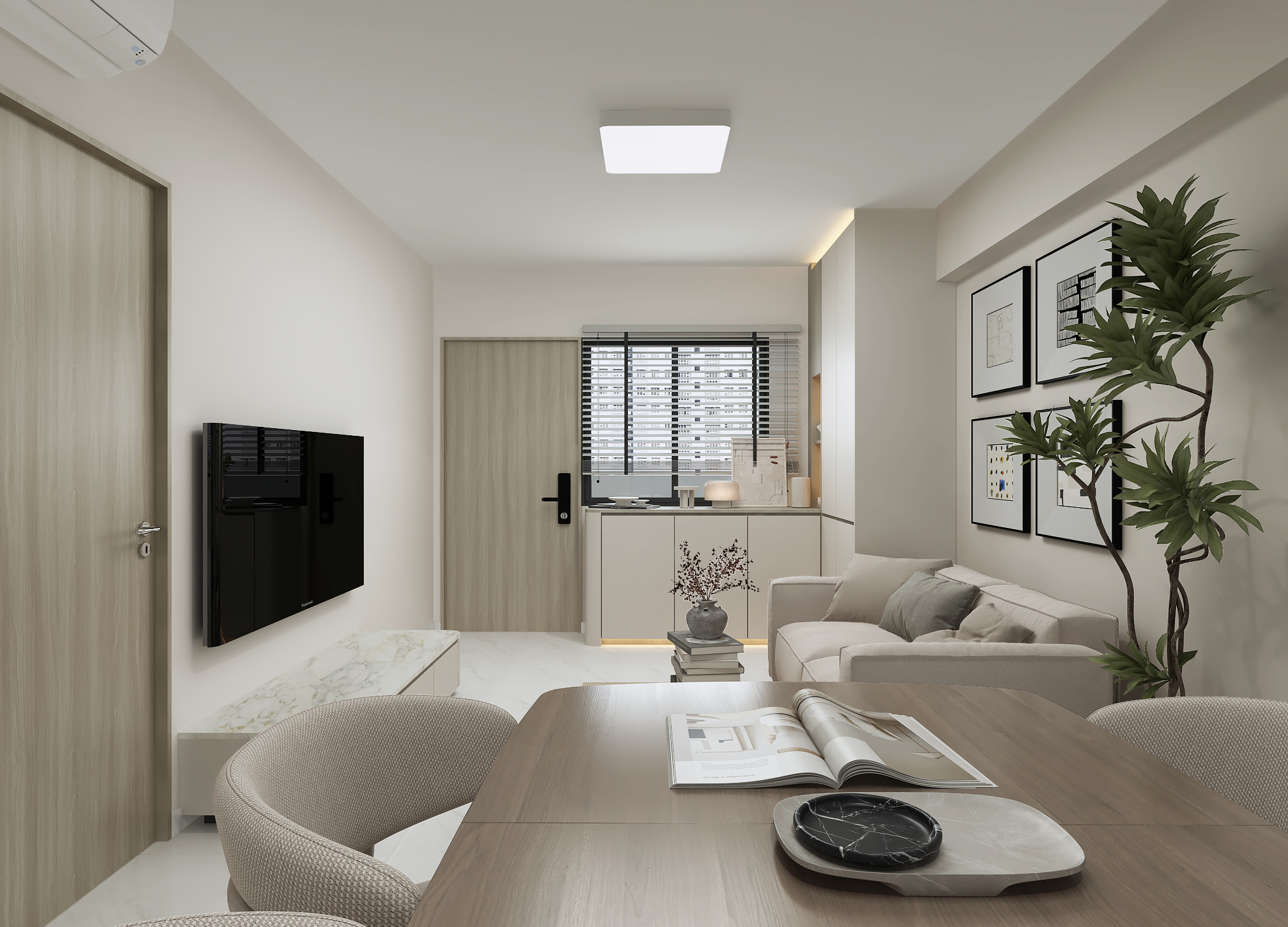 Lew Lian Gardens Japandi interior design living and dining area by Sky Creation