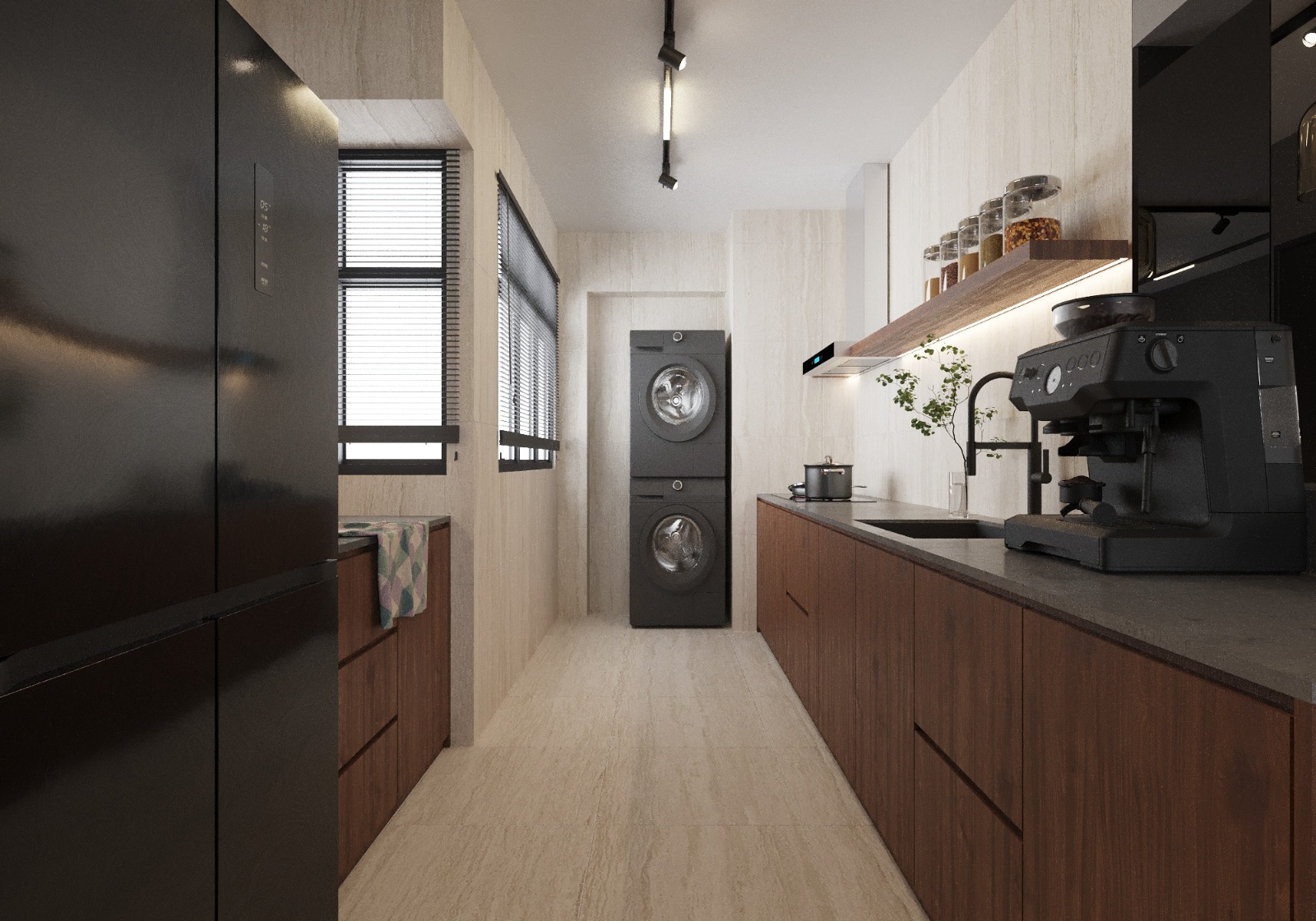 HDB Parc Clover kitchen industrial interior design project by Sky Creation