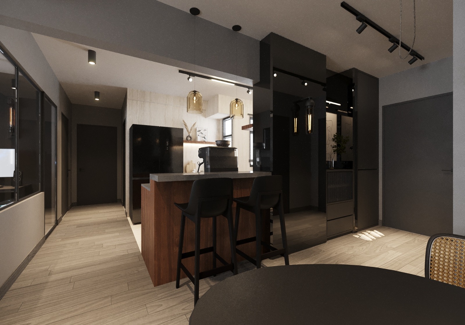 HDB Parc Clover @ Tengah industrial interior design project by Sky Creation