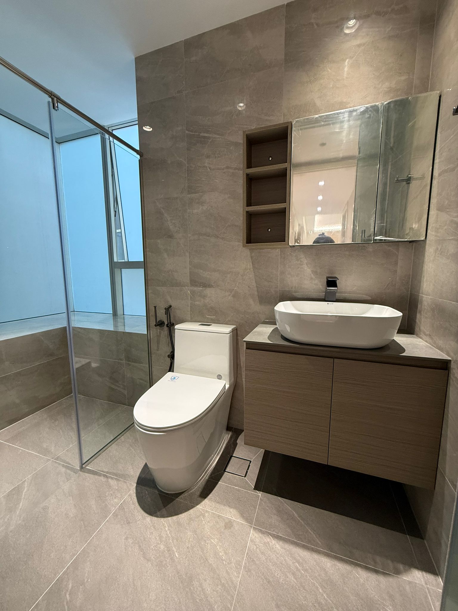 Luxury landed-style interior mood with refined materials and lighting