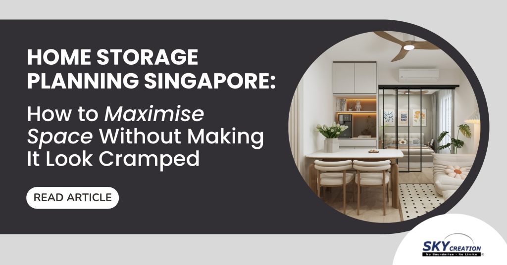 Well-planned home storage in a Singapore flat with concealed cabinetry and open visual space