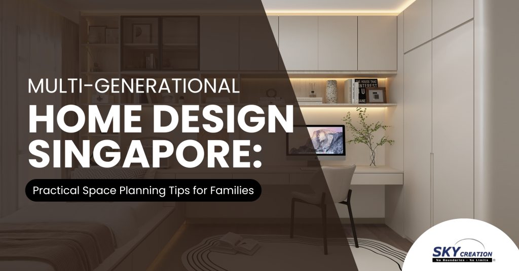 Multi-generational family home interior design in Singapore with practical shared and private spaces