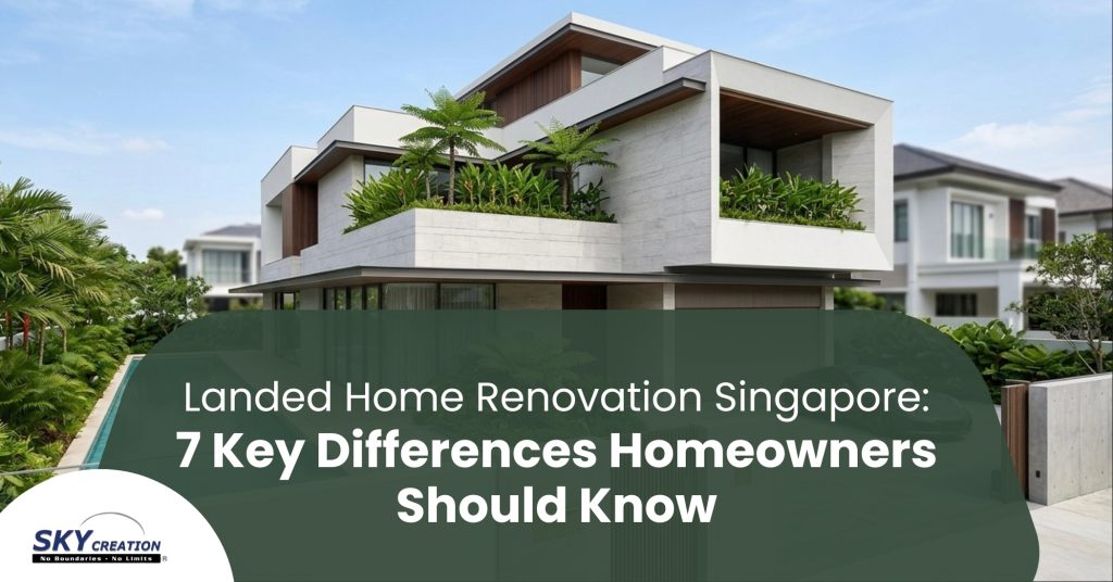 Modern landed home renovation in Singapore showing interior and exterior planning considerations