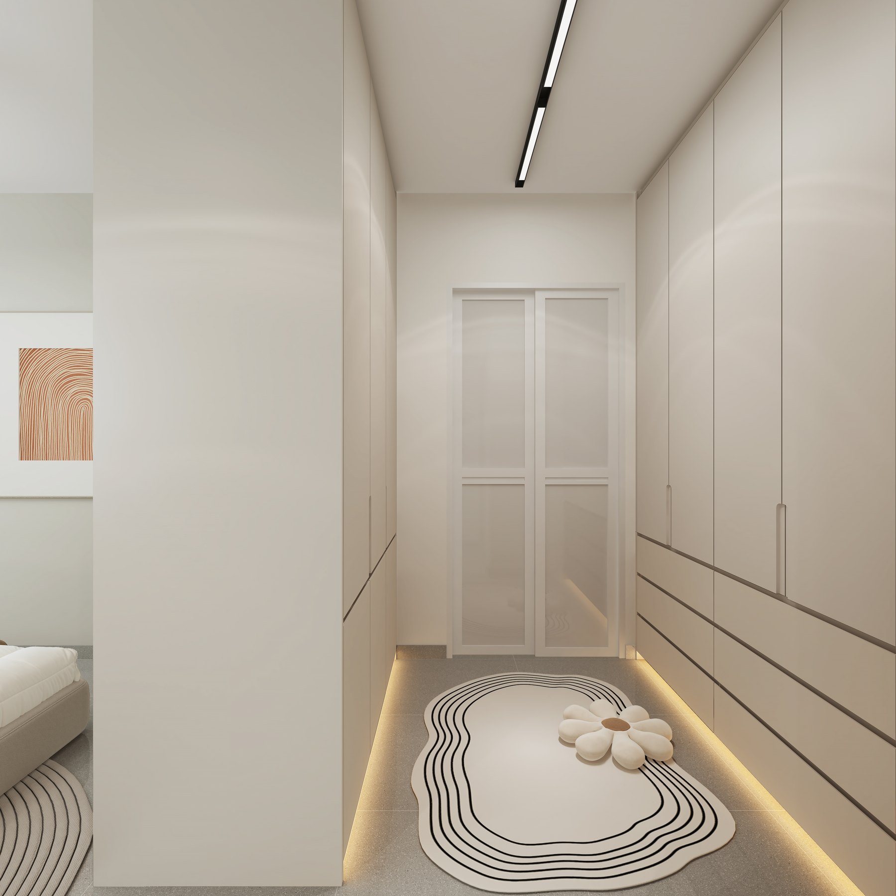 HDB Compassvale Modern Japandi master bedroom 3D interior design