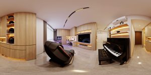 Dahlia Park Modern Minimalist living area 3D interior design