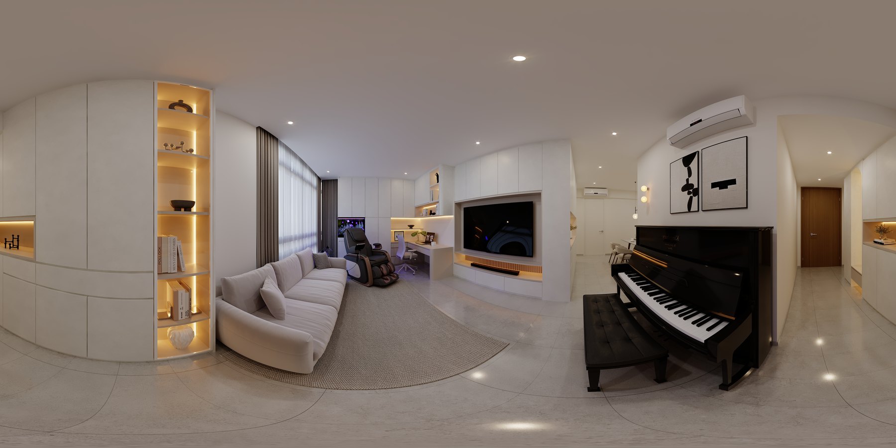 Dahlia Park Modern Minimalist living area 3D interior design
