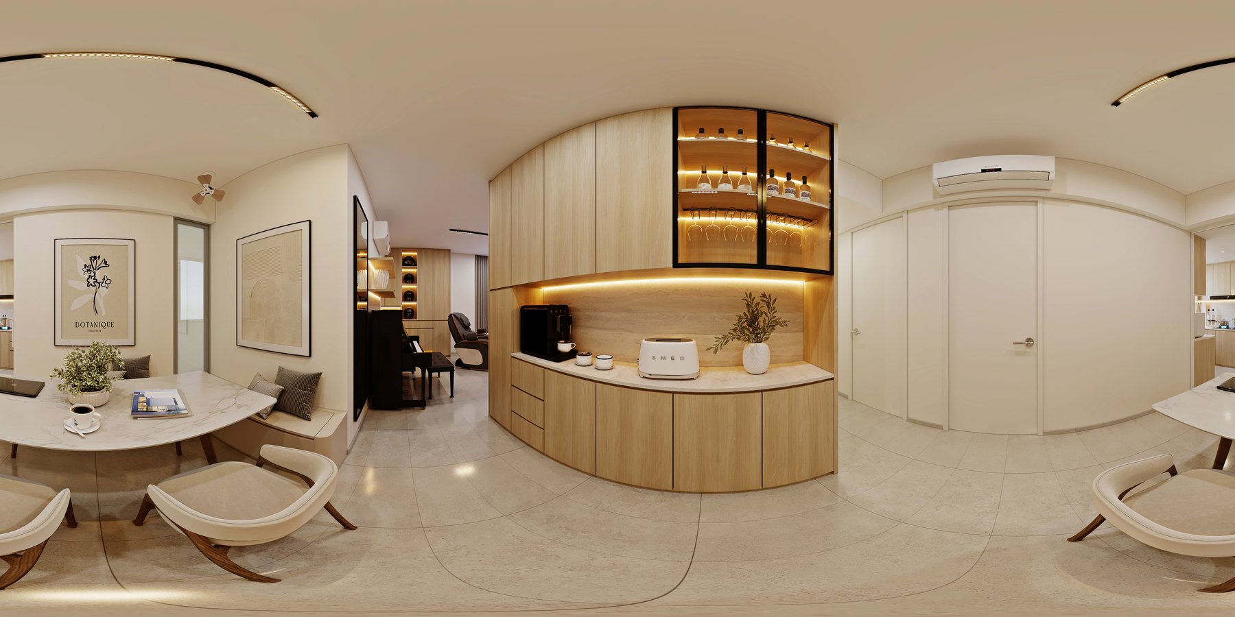 Dahlia Park Modern Minimalist dining area 3D interior design