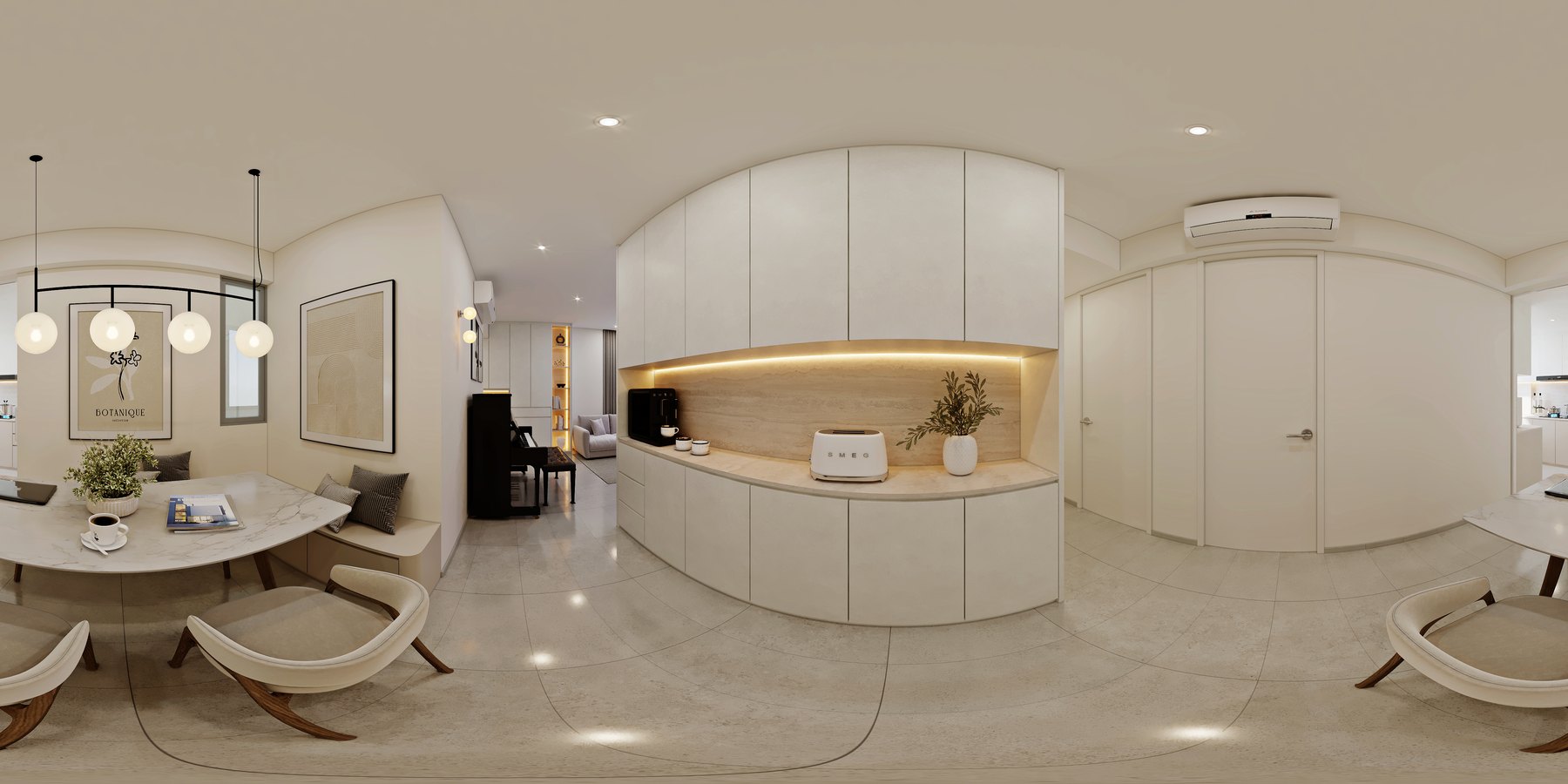 Dahlia Park Modern Minimalist dining area 3D interior design