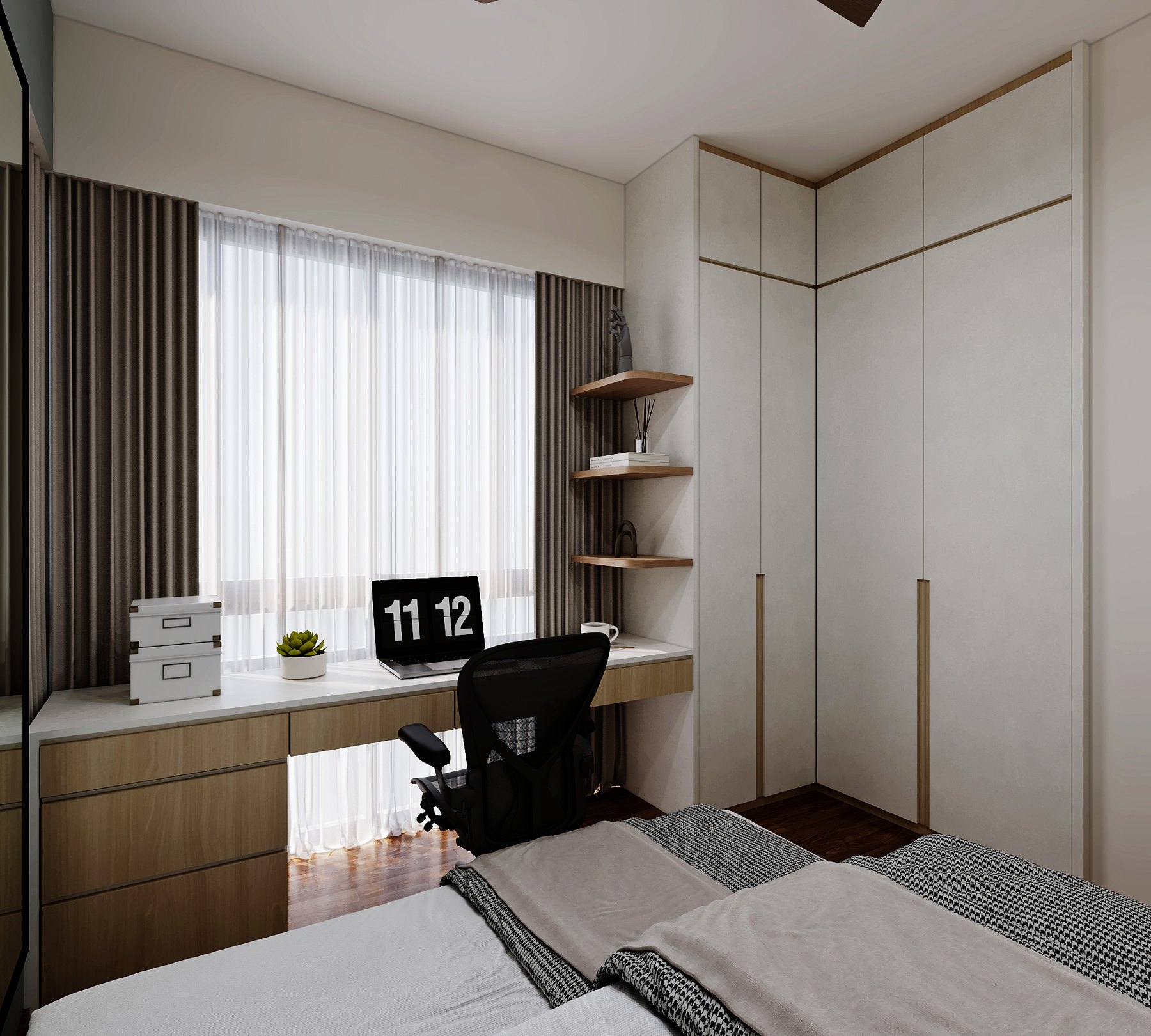 Dahlia Park Modern Minimalist bedroom 3D interior design