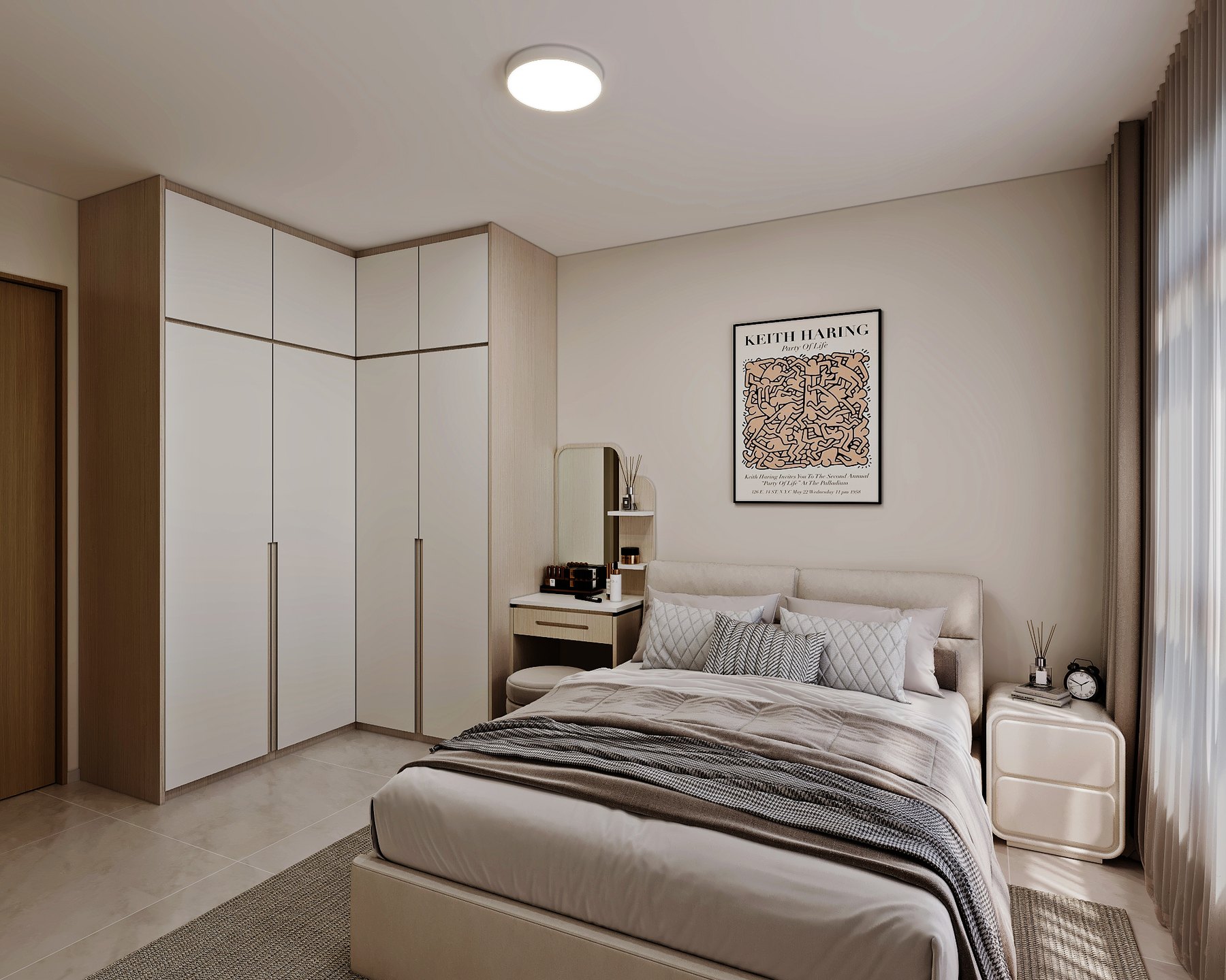 HDB MacPherson Blossom Modern Muji bedroom 3D interior design