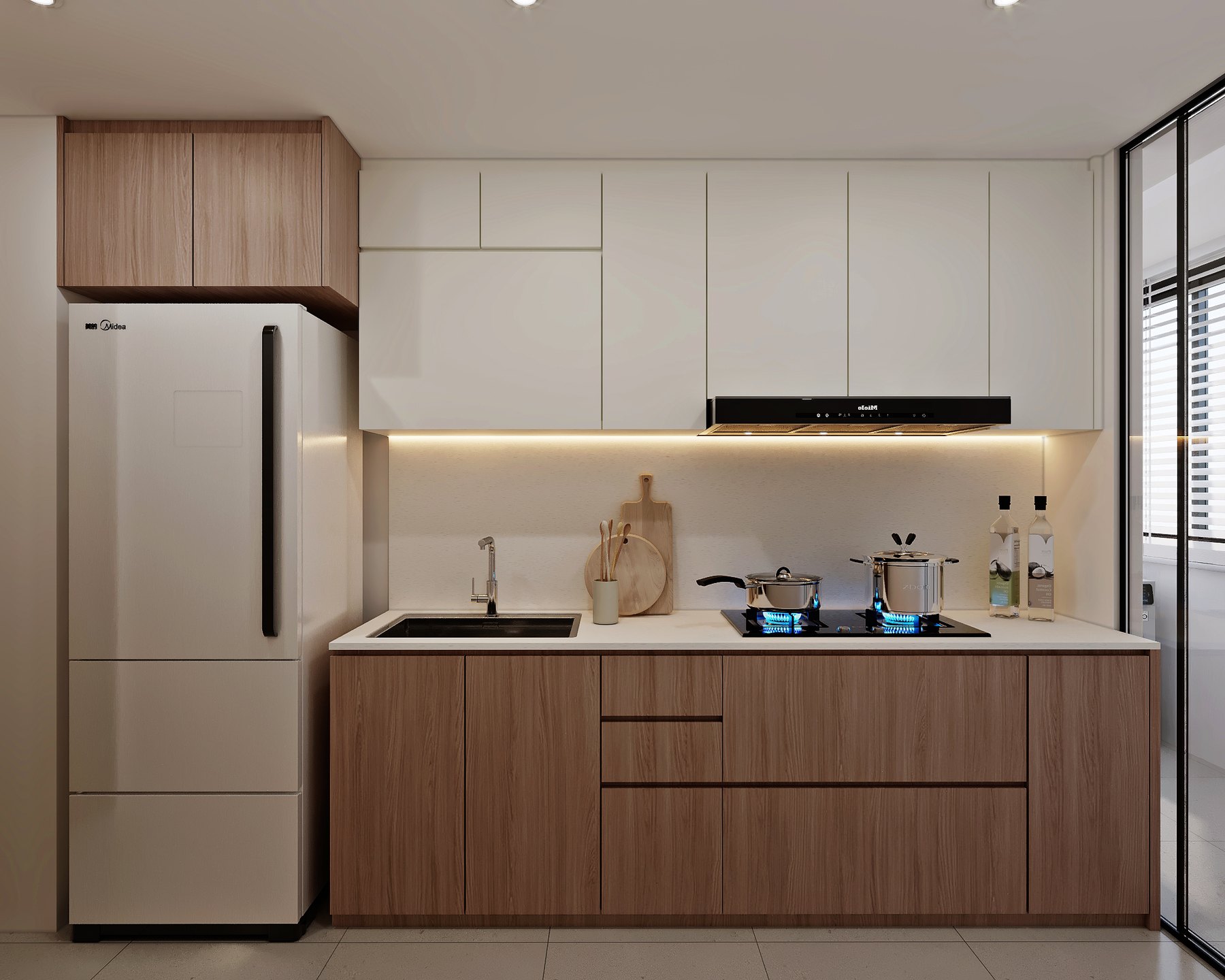 Atrium Residences Scandinavian kitchen 3D interior design