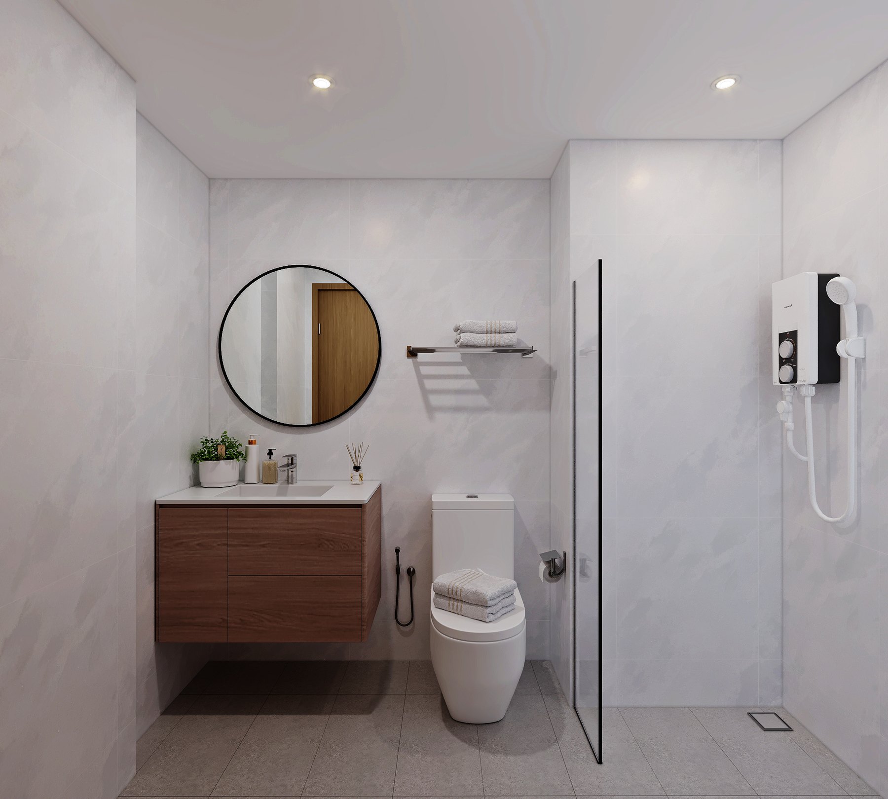 Atrium Residences Scandinavian bathroom 3D interior design
