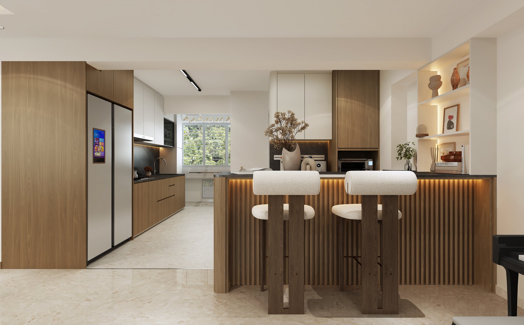 HDB Kebun Baru Heights Modern Japandi kitchen 3D interior design