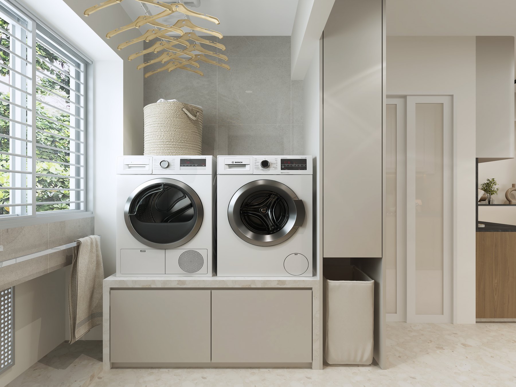 HDB Kebun Baru Heights Modern Japandi kitchen 3D interior design