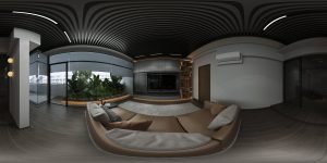 Seletar Park Residence Modern Industrial living area 3D interior design