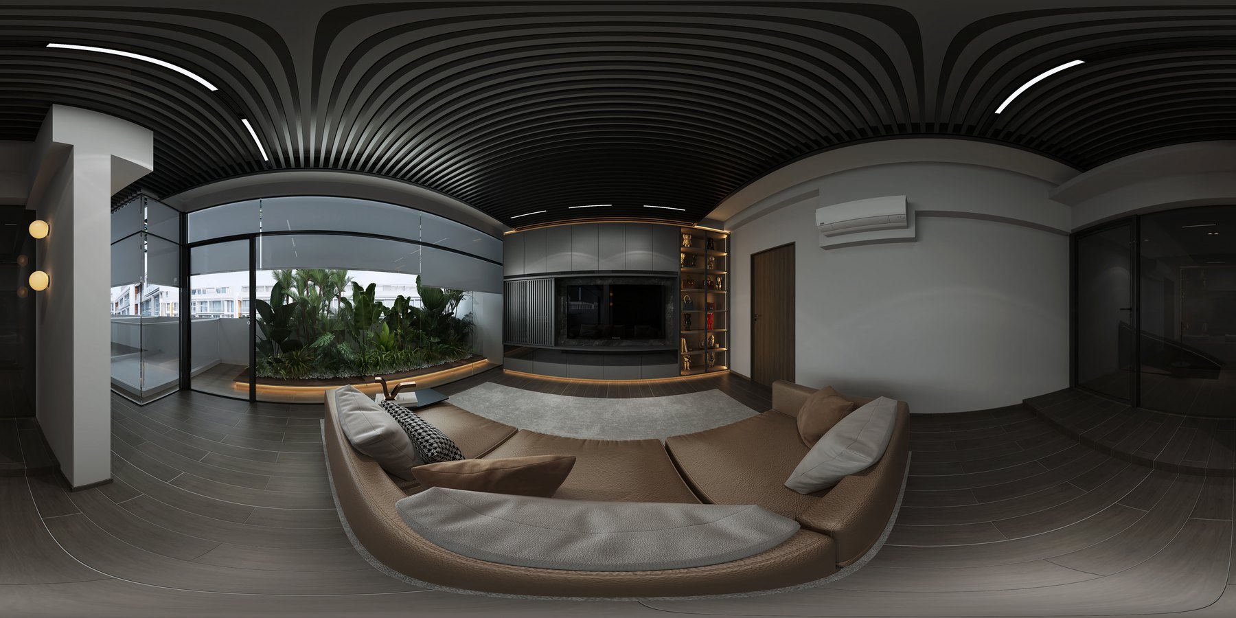 Seletar Park Residence Modern Industrial living area 3D interior design