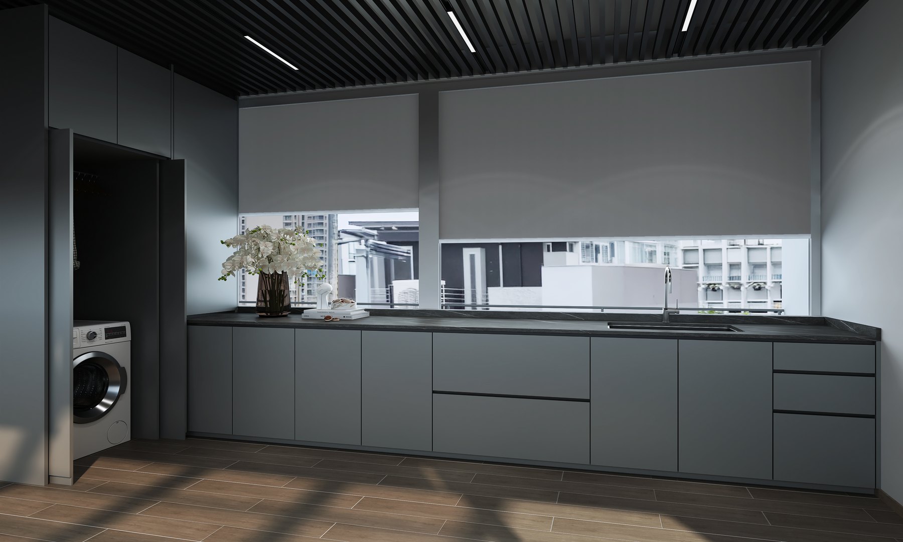 Seletar Park Residence Modern Industrial kitchen 3D interior design