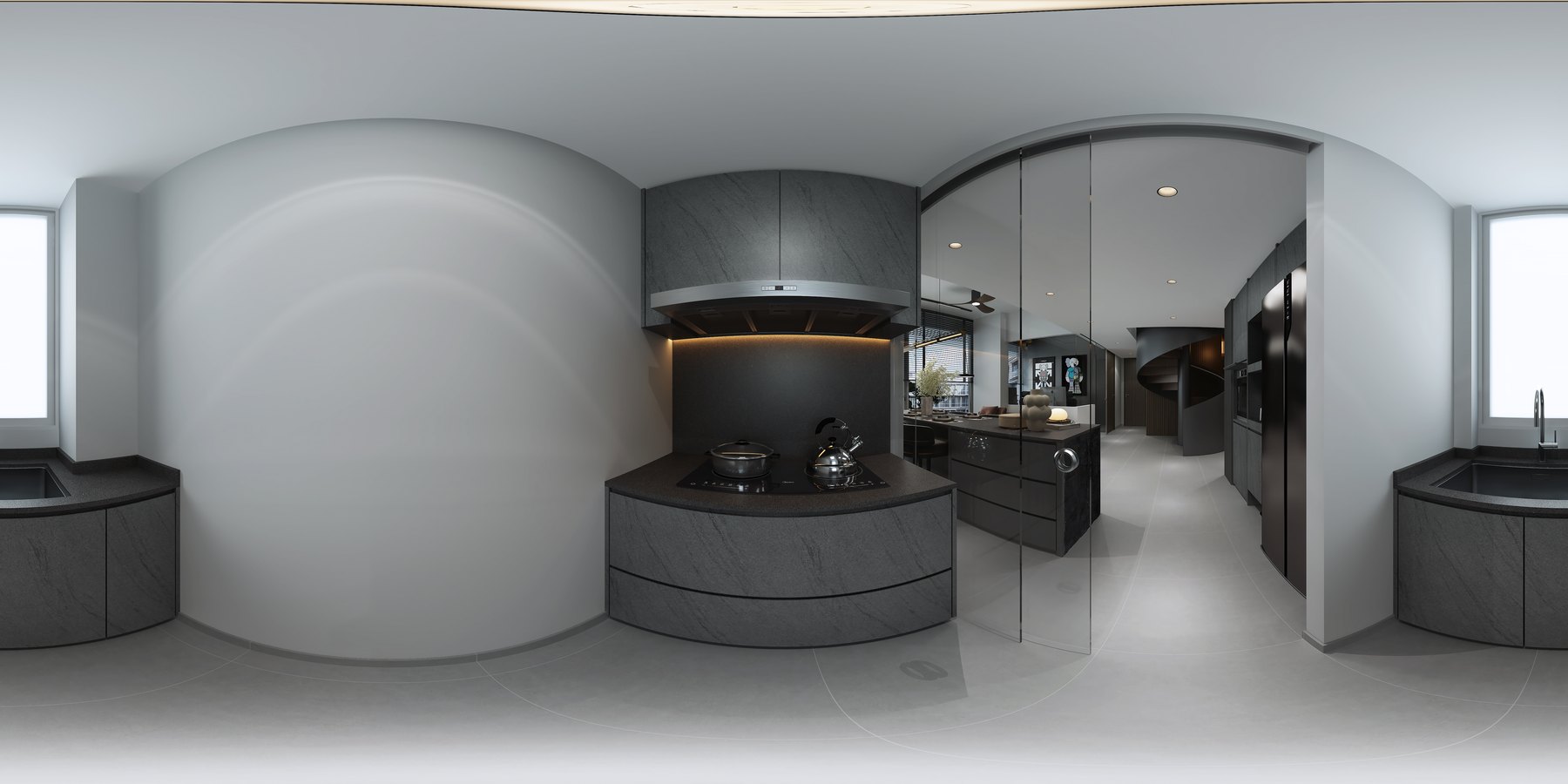 Seletar Park Residence Modern Industrial kitchen 3D interior design