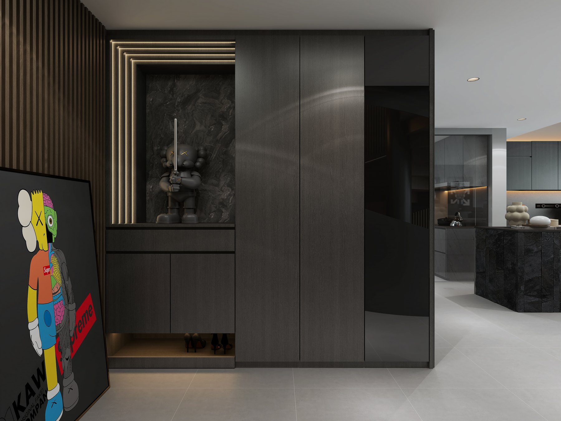 Seletar Park Residence Modern Industrial entrance 3D interior design