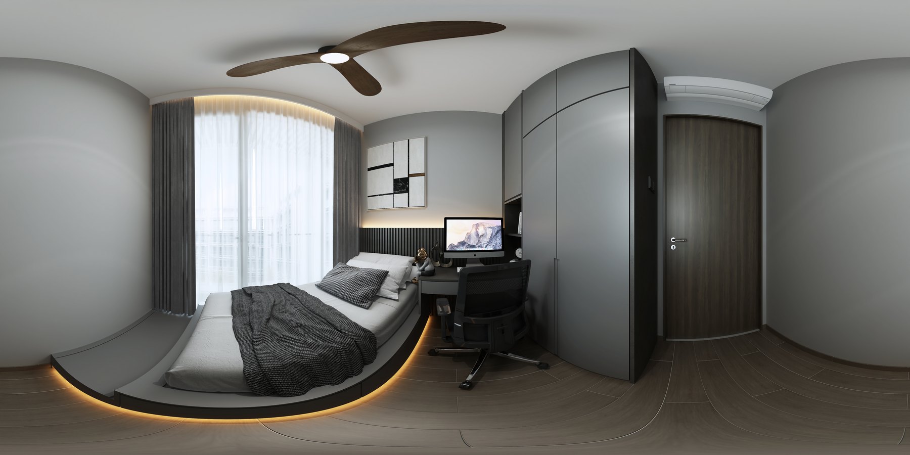 Seletar Park Residence Modern Industrial bedroom 3D interior design
