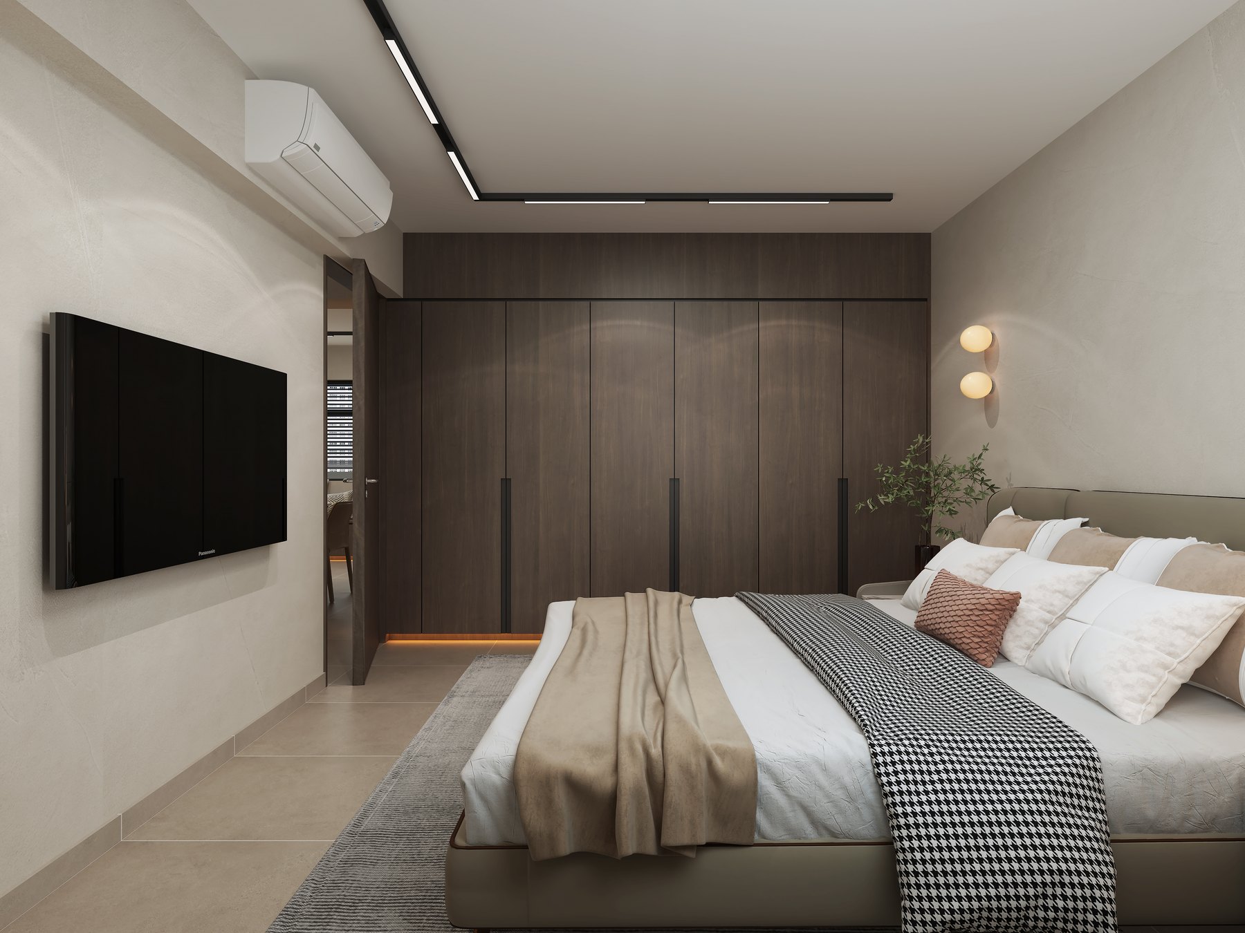 HDB Tanjong Pagar Plaza Modern Japandi master bedroom 3D interior design