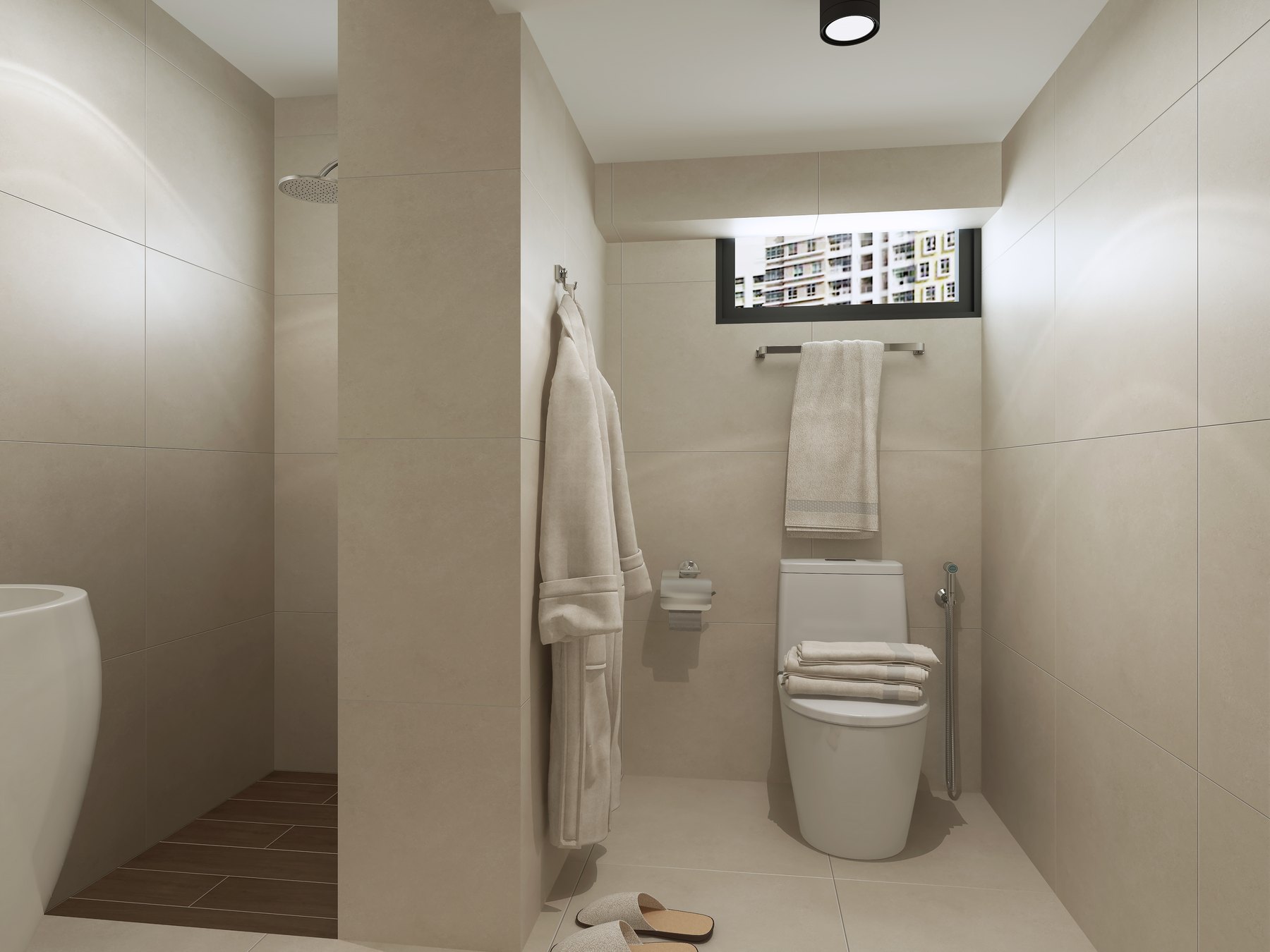 HDB Tanjong Pagar Plaza Modern Japandi bathroom 3D interior design