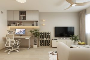 HDB EastLink I @ Canberra Minimalist living area 3D interior design
