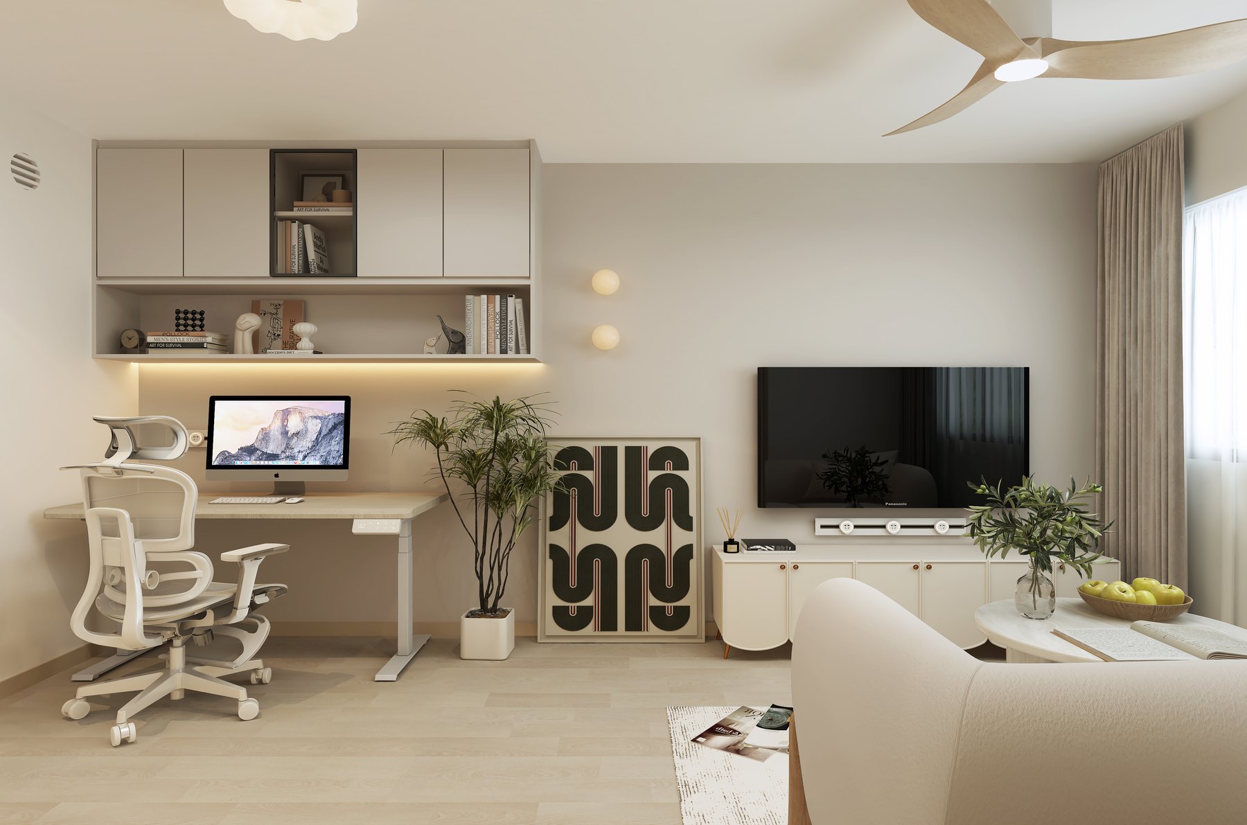 HDB EastLink I @ Canberra Minimalist living area 3D interior design