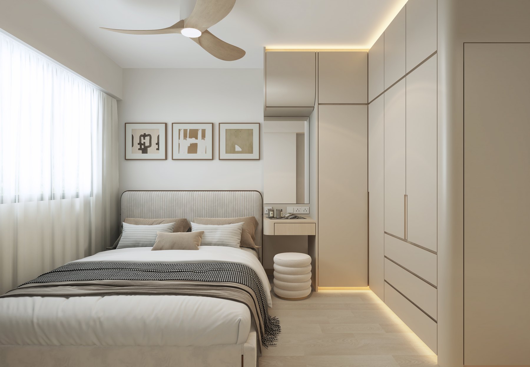 HDB EastLink I @ Canberra Minimalist master bedroom 3D interior design