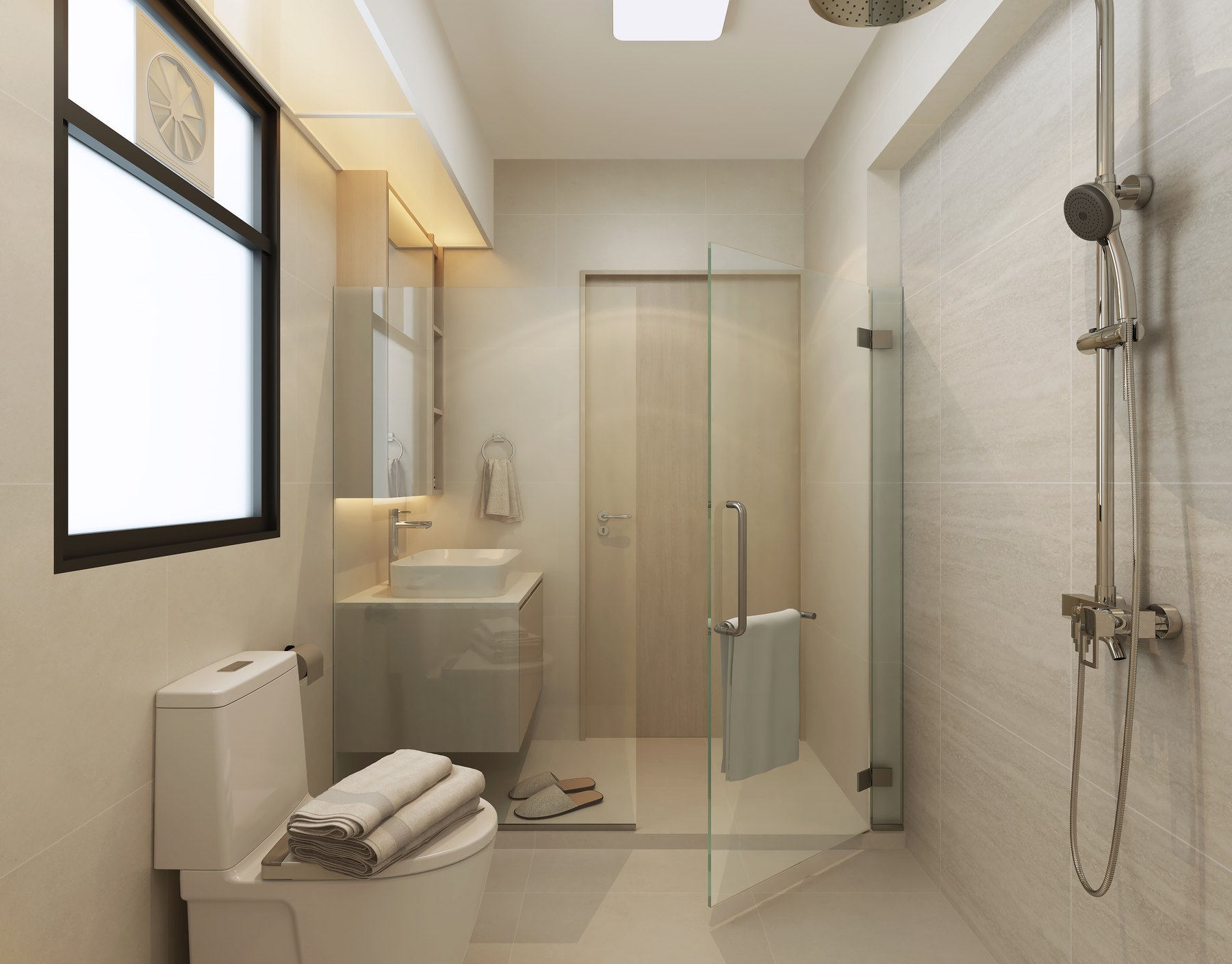 HDB EastLink I @ Canberra Minimalist master bathroom 3D interior design
