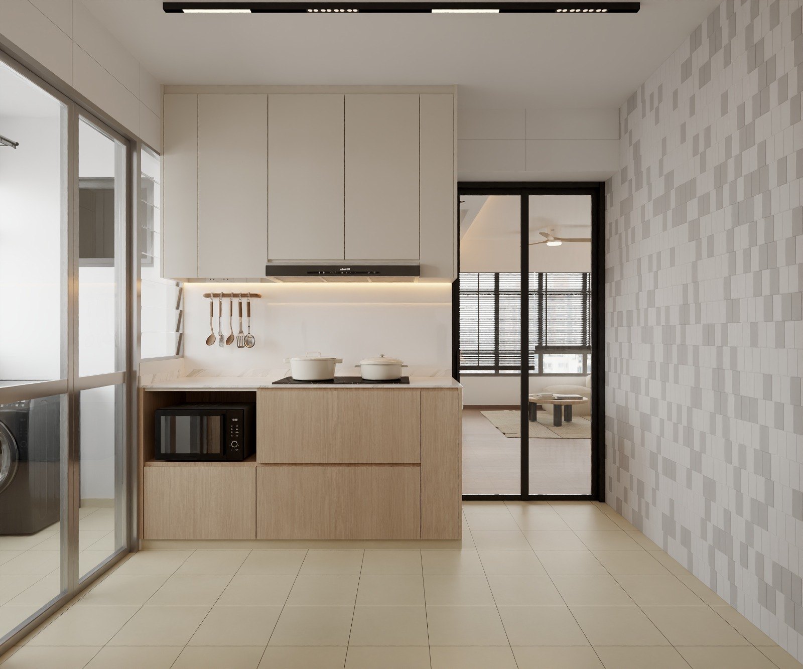 HDB West Ridges @ Bukit Batok Modern Muji kitchen 3D interior design