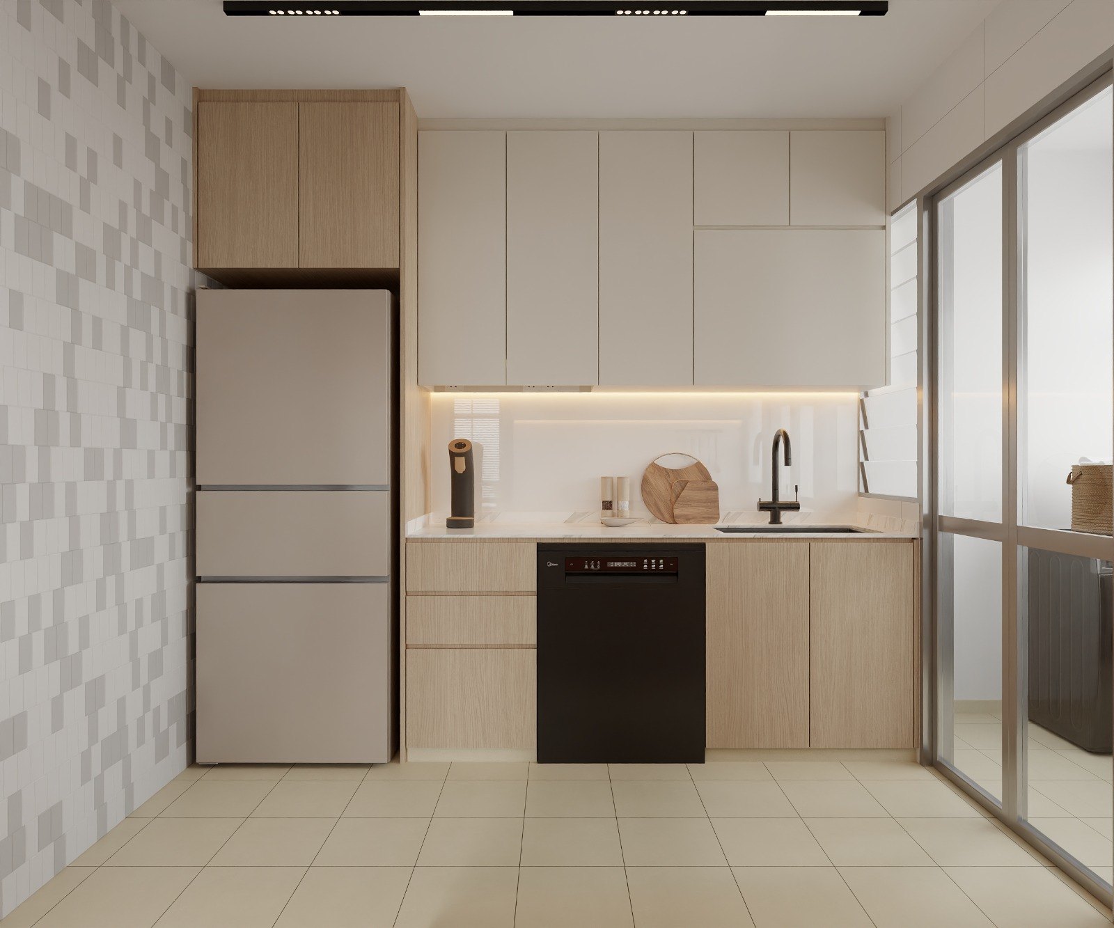 HDB West Ridges @ Bukit Batok Modern Muji kitchen 3D interior design