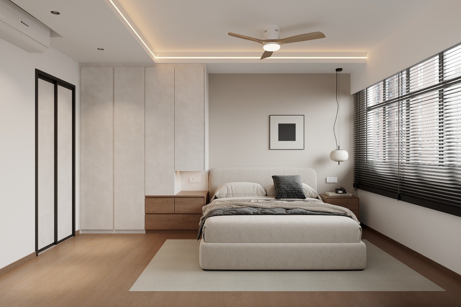 HDB West Ridges @ Bukit Batok Modern Muji master bedroom 3D interior design