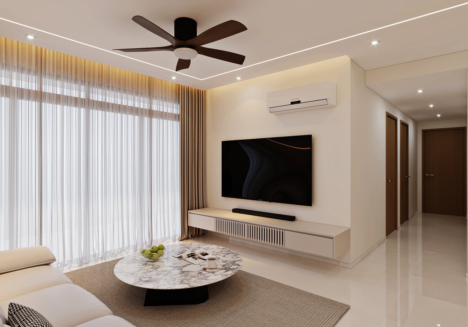 Forestville Minimalist living area 3D interior design
