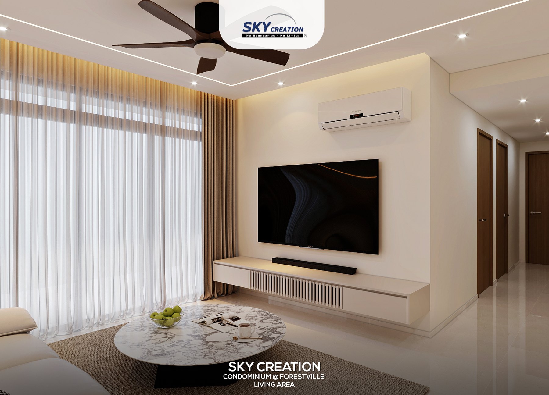 Forestville Minimalist living area 3D interior design