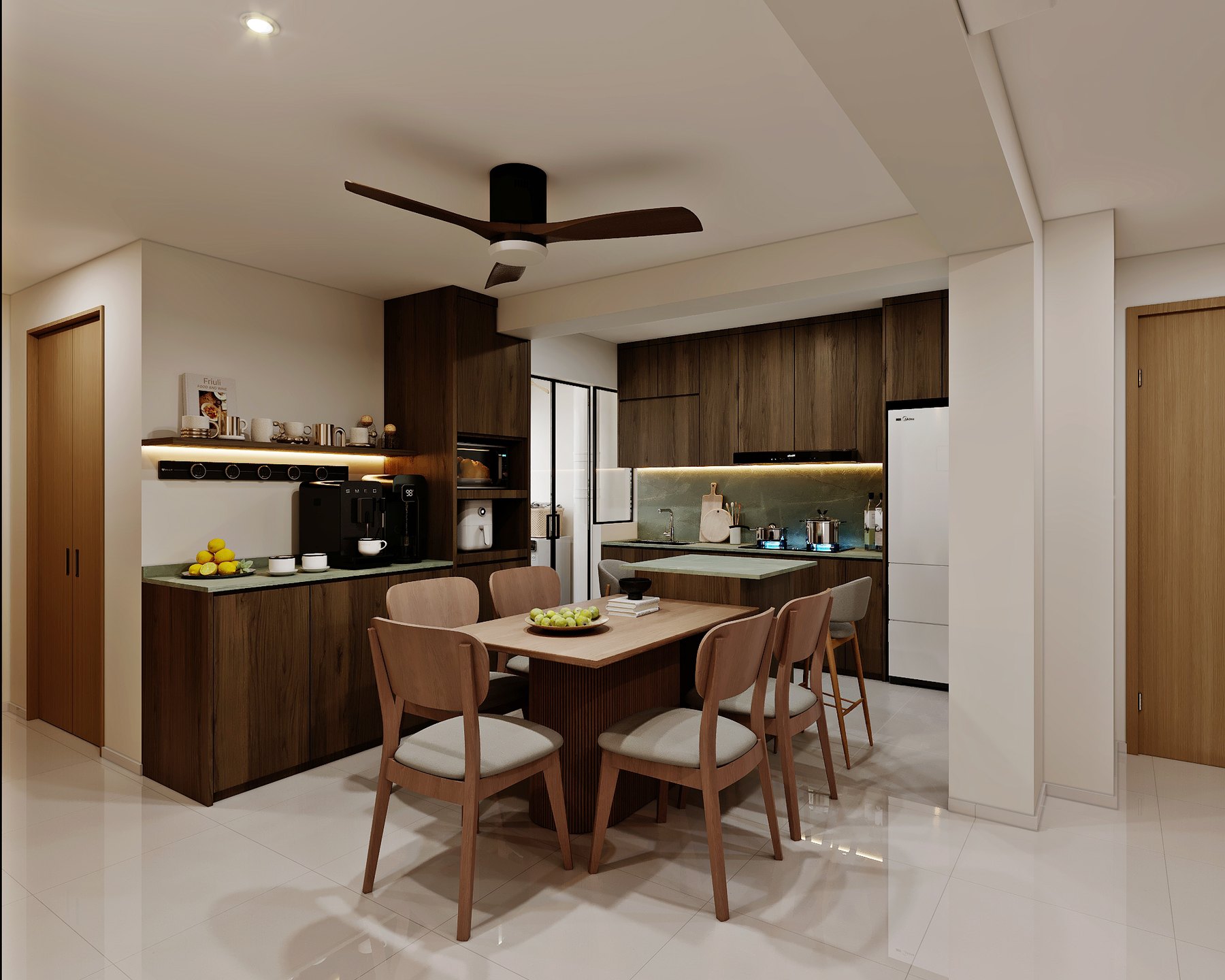 HDB UrbanVille @ Woodlands Scandinavian dining area 3D interior design