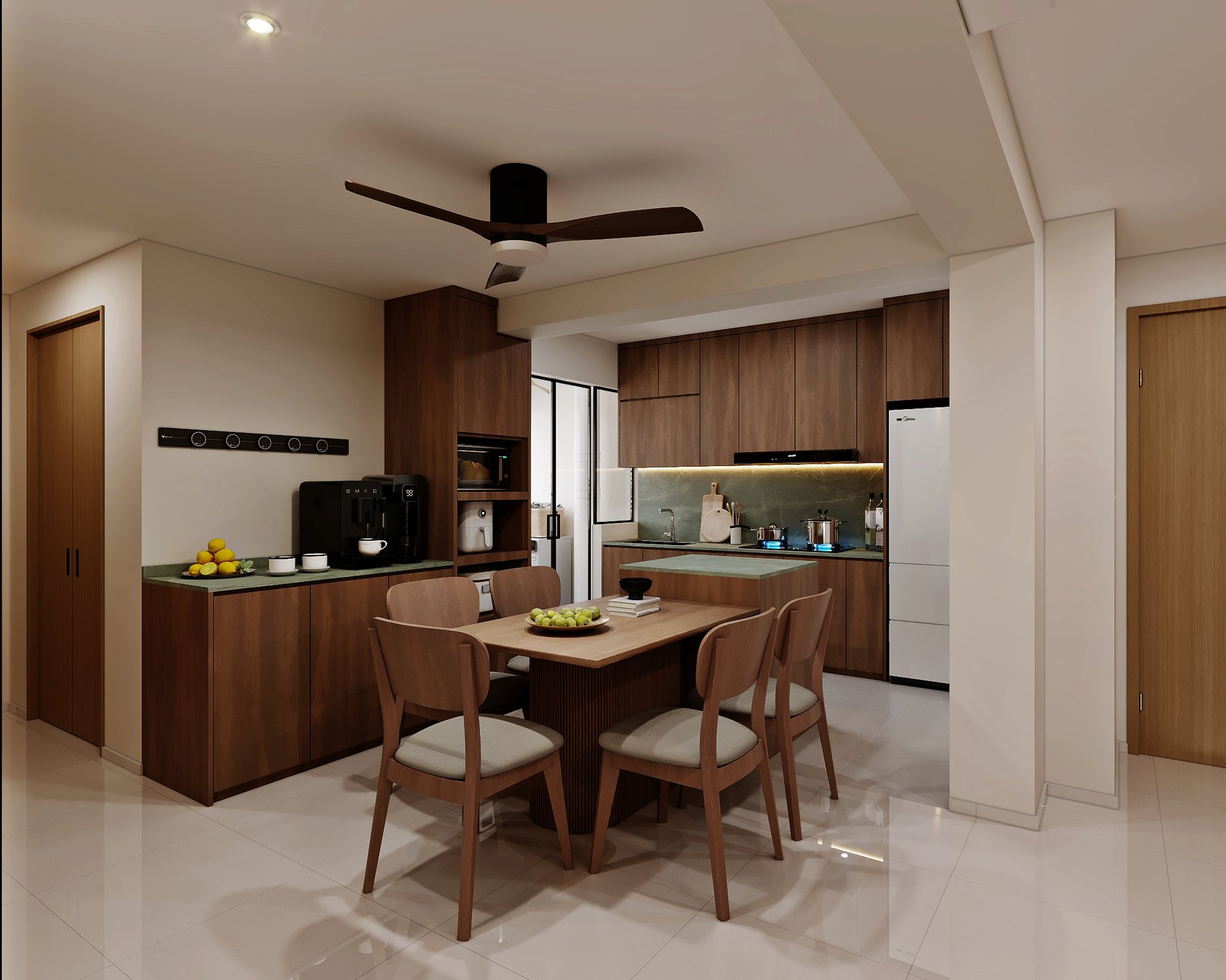 HDB UrbanVille @ Woodlands Scandinavian dining area 3D interior design
