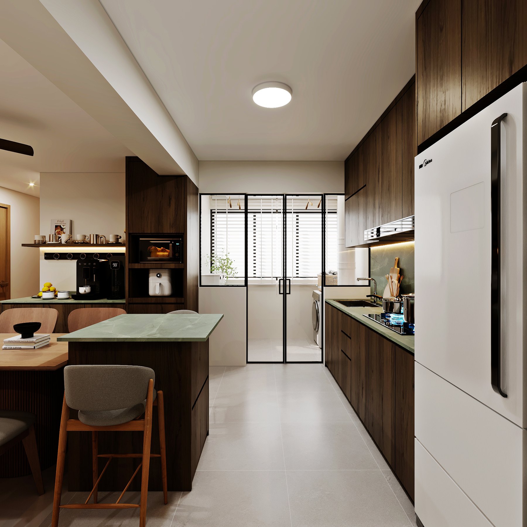 HDB UrbanVille @ Woodlands Scandinavian kitchen 3D interior design
