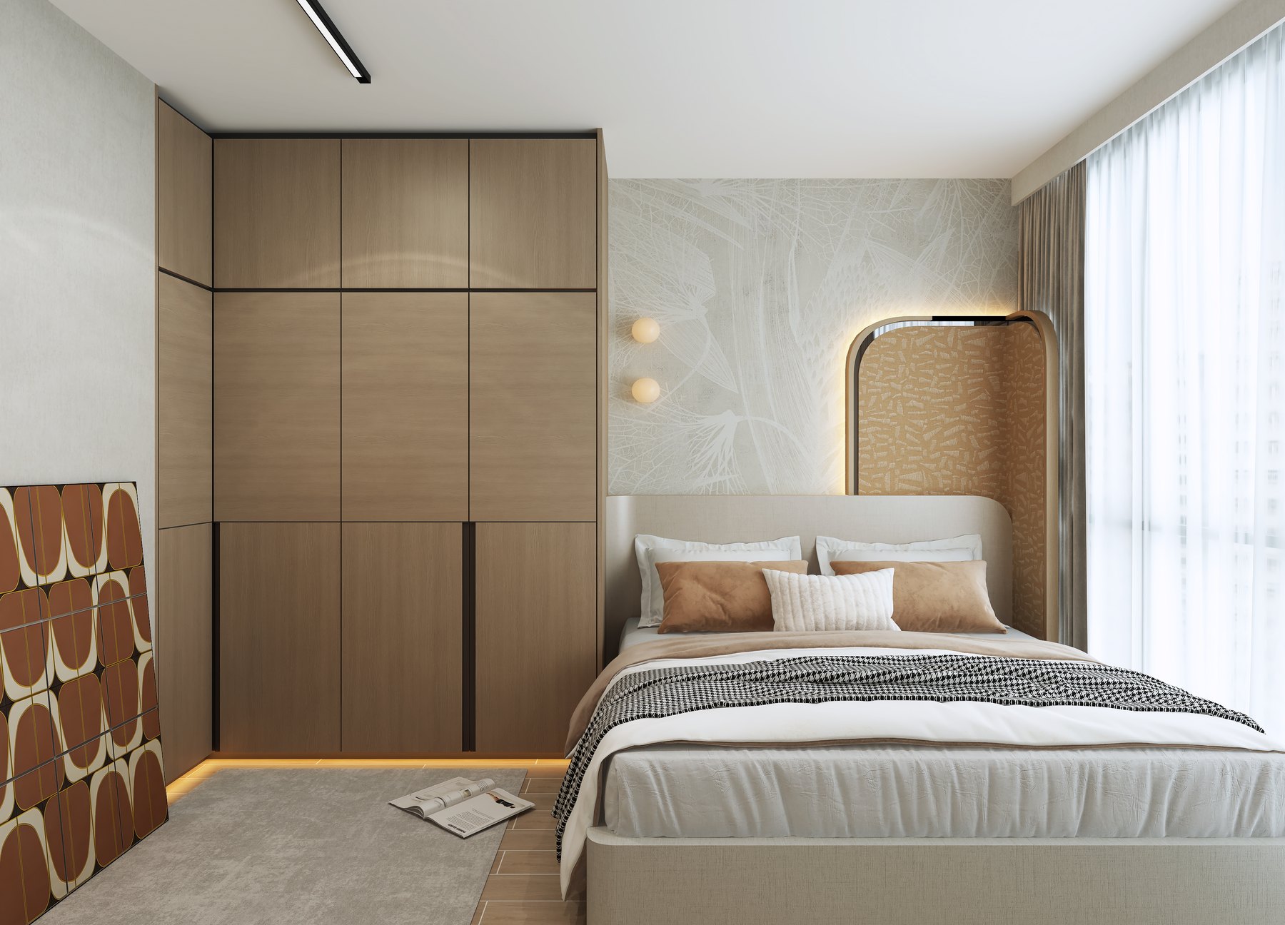 Sol Acres Modern Scandinavian master bedroom 3D interior design