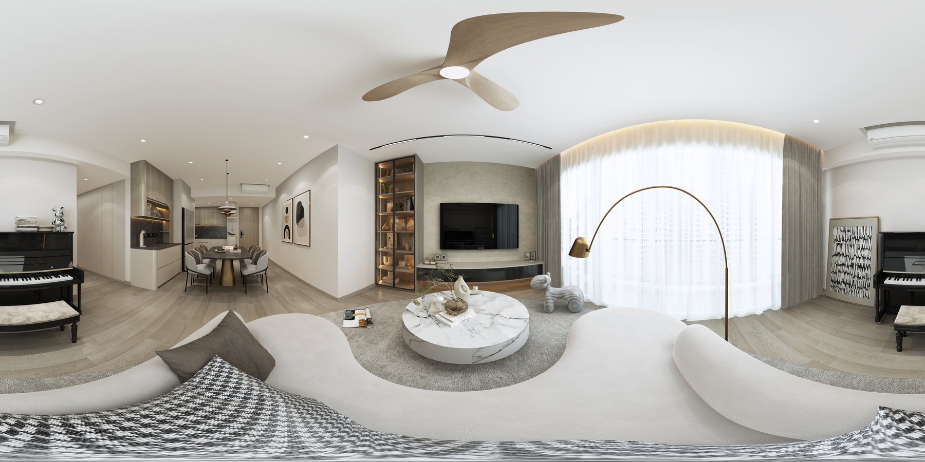 Livia Modern Scandinavian living area 3D interior design